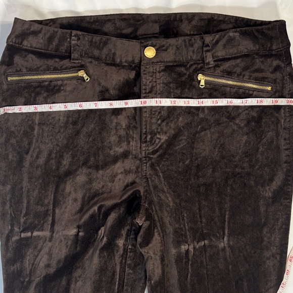 Elegant Women's Brown Pants with Gold Zipper Accents - Picture 3 of 5